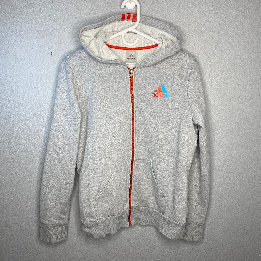 Adidas Grey Zip Up Sweatshirt with Red Accents